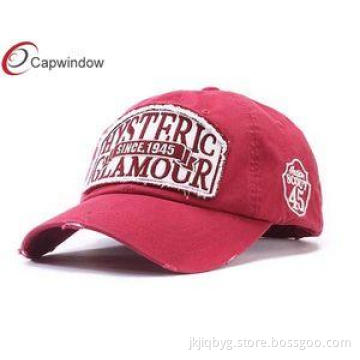 Stone Washed Heavy Brushed Golf Baseball Hats With Applic E